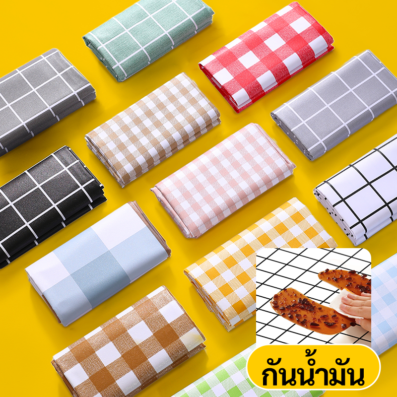 ผ้าปูโต๊ะ PVC ลายกระดานหมากรุก แดง-ขาว กันน้ำ ทนร้อน คุ้มค่าทุกปาร์ตี้