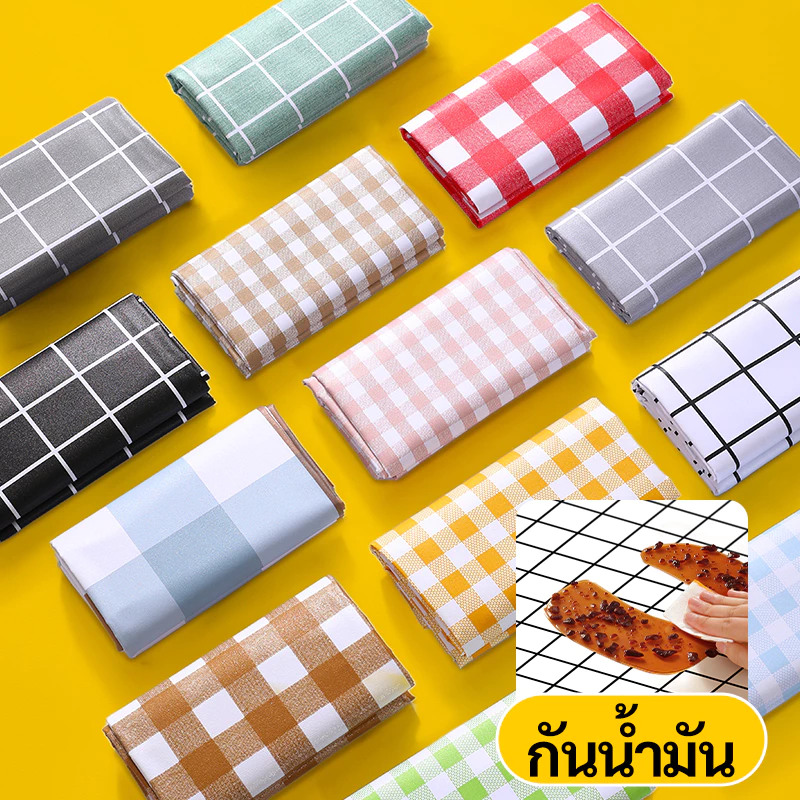 🚚ส่งจากไทย🚚ที่ปูโต๊ะ PVC ลายกระดานหมากรุก สีแดง-ขาว โดดเด่น กันน้ำ กันรอย ขนาด 140x140 cm สำหรับปาร์ตี้หรืองานอีเวนต์