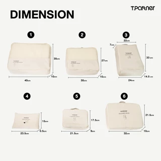 Tpartner กระเป๋าจัดระเบียบ Organize Bag เซ็ต 6 ชิ้น ผู้ช่วยจัดกระเป๋าเดินทาง คุณภาพพรีเมียม ดีไซน์เรียบง่าย