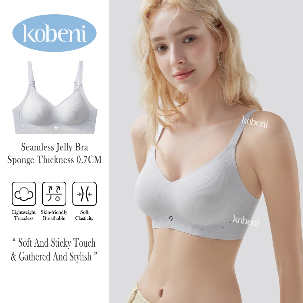 ⭐KOBENI⭐BRA เจลลี่บราไร้โครง บราเจลลี่ เสื้อในไร้ตะเข็บ เก็บเนื้อได้ดี ผ้าลายริบ ใส่สบาย เนื้อผ้านิ่ม