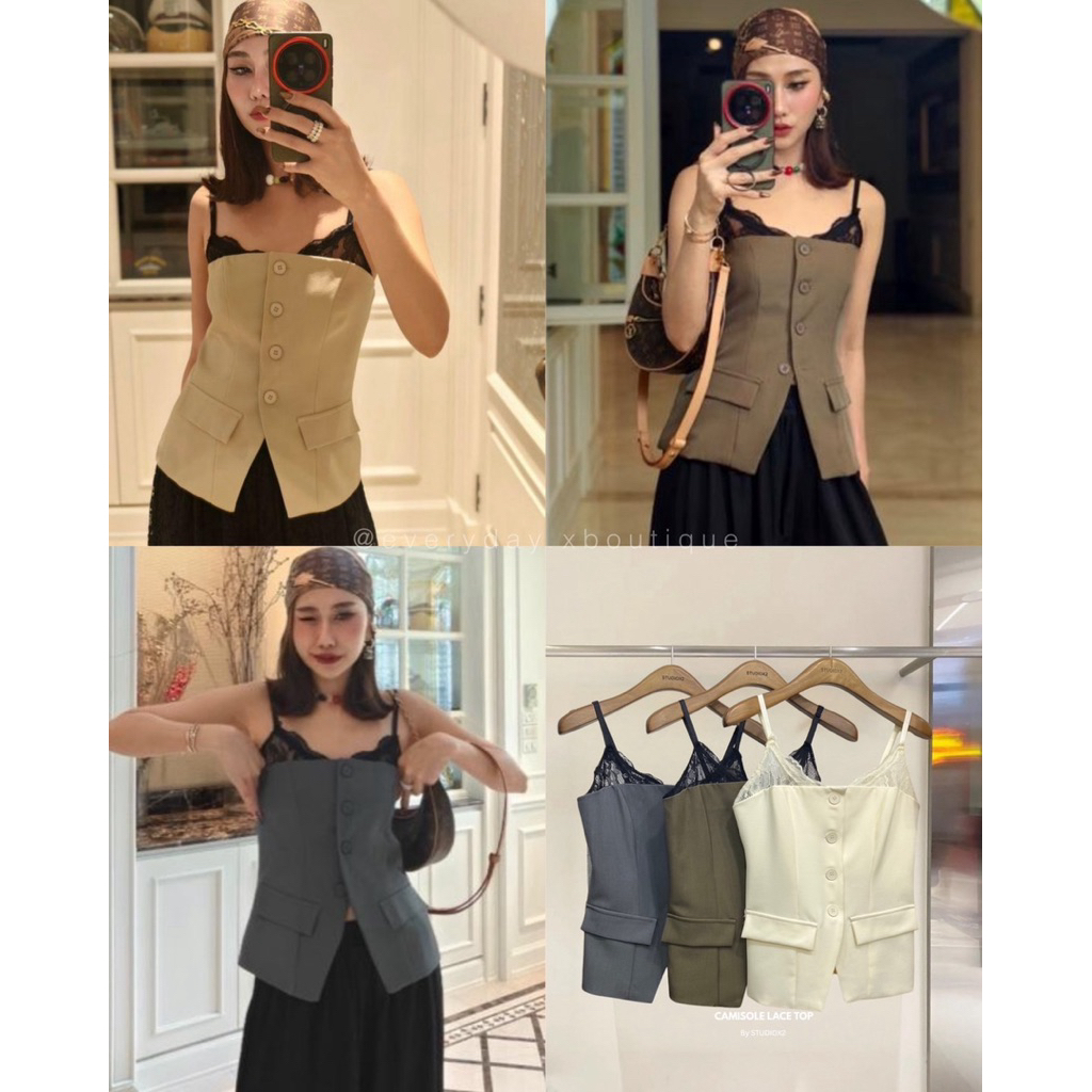 พร้อมส่ง🚩1050 🥨🍄New Arrival 🍄🥨 STUDIOX2 CAMISOLE LACE STRAP (Smlxl 690฿) รุ่นนี้รอบที่แล้วเข้าหน้าร้าน
