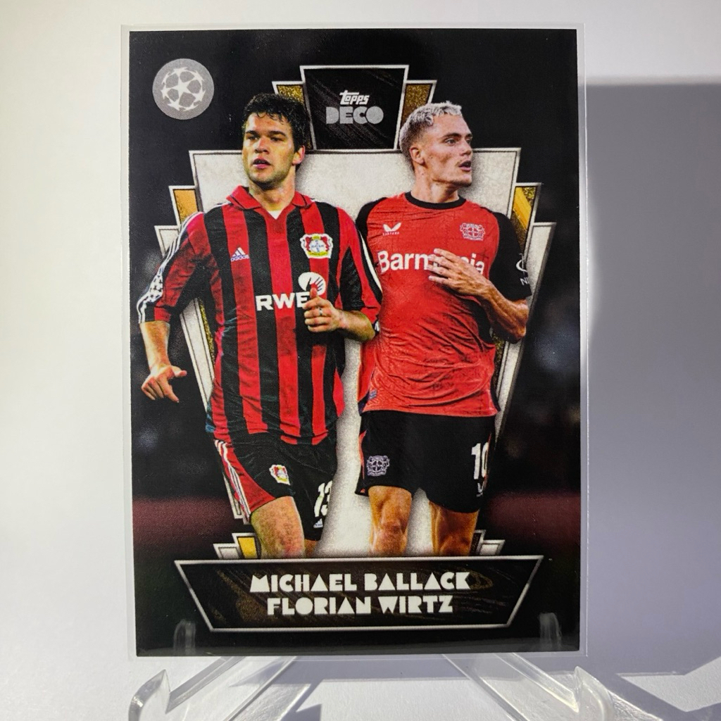 การ์ดนักฟุตบอล MICHAEL BALLACK & FLORIAN WIRTZ , BAYER LEVERKUSEN, THEN & NOW ,TOPPS DECO 2024