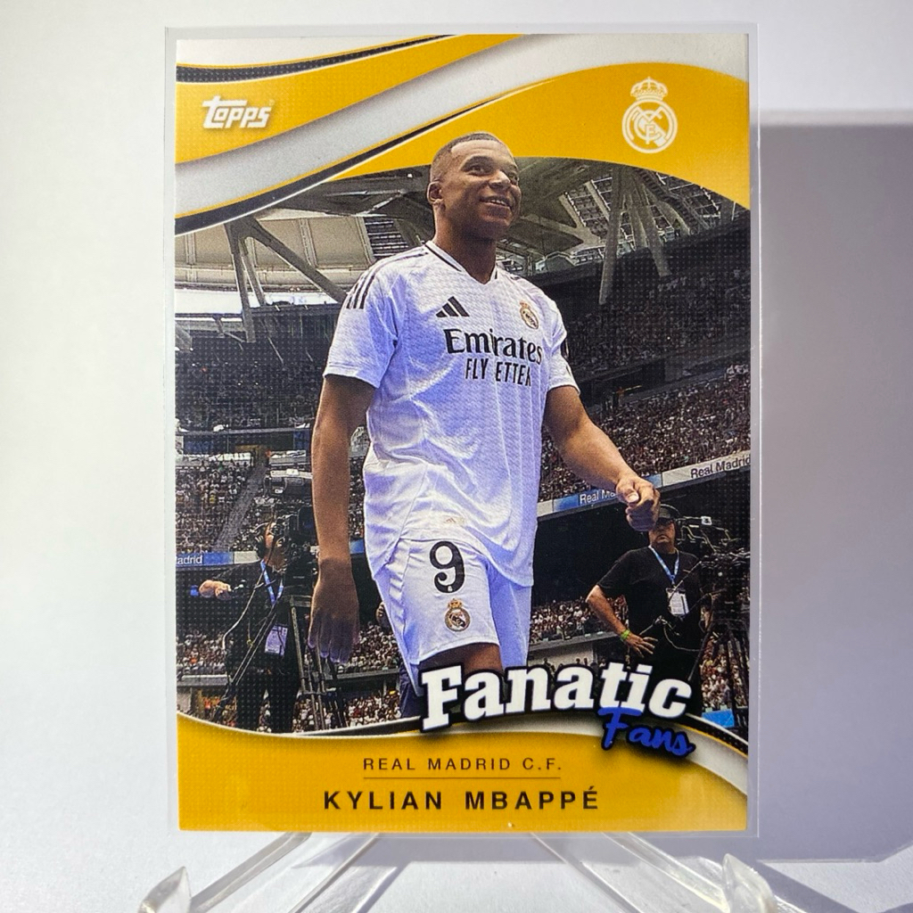 การ์ดนักฟุตบอล KYLIAN MBAPPE, REAL MADRID , FANATIC FANS, TOPPS 2024