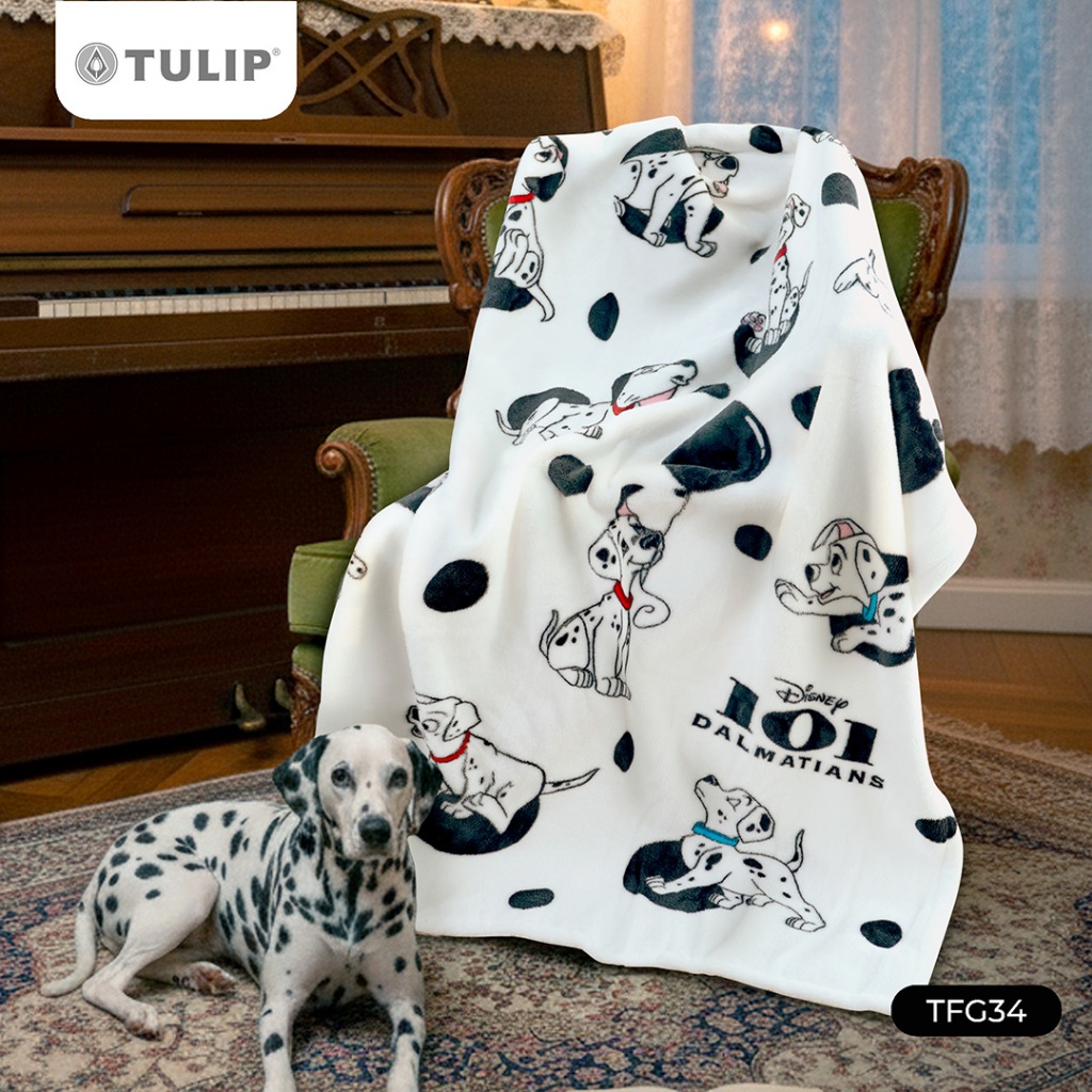 Tulip Fleece ผ้าห่มขนแกะเทียม TFG34 101 ดัลเมเชียน Dalmatians ลิขสิทธิ์ ดิสนีย์ ผ้าห่มฟลีซ สัมผัสนุ่มพกพาสะดวก