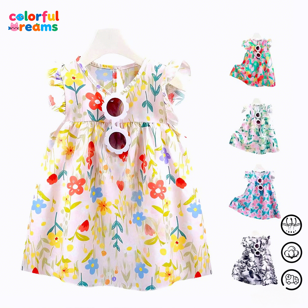 ชุดเดรสเด็ก ลายดอกไม้สำหรับเด็กผู้หญิง ดีไซน์น่ารักๆ ใส่สบายๆ สำหรับเด็กผู้หญิงอายุ0-4 ปี "DA-E"