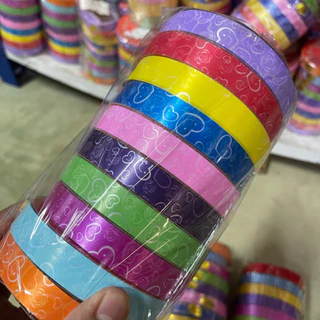 ริบบิ้น คละสี คละลาย สุ่มลาย แพคละ10ม้วน ราคาส่ง