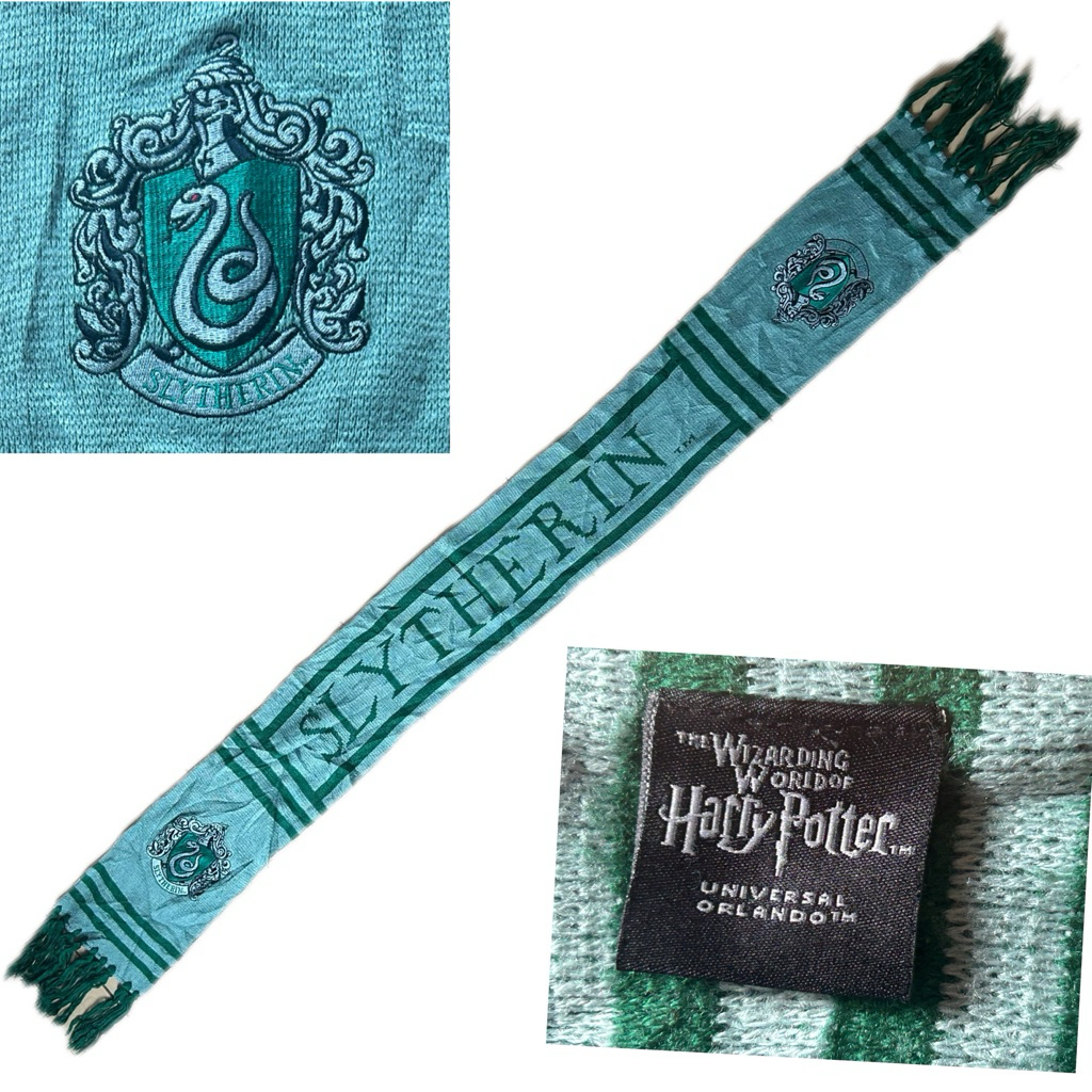 ผ้าพันคอแฮร์รี่ แท้มือสอง Slytherin Harry Potter Universal Orlando scarf *used