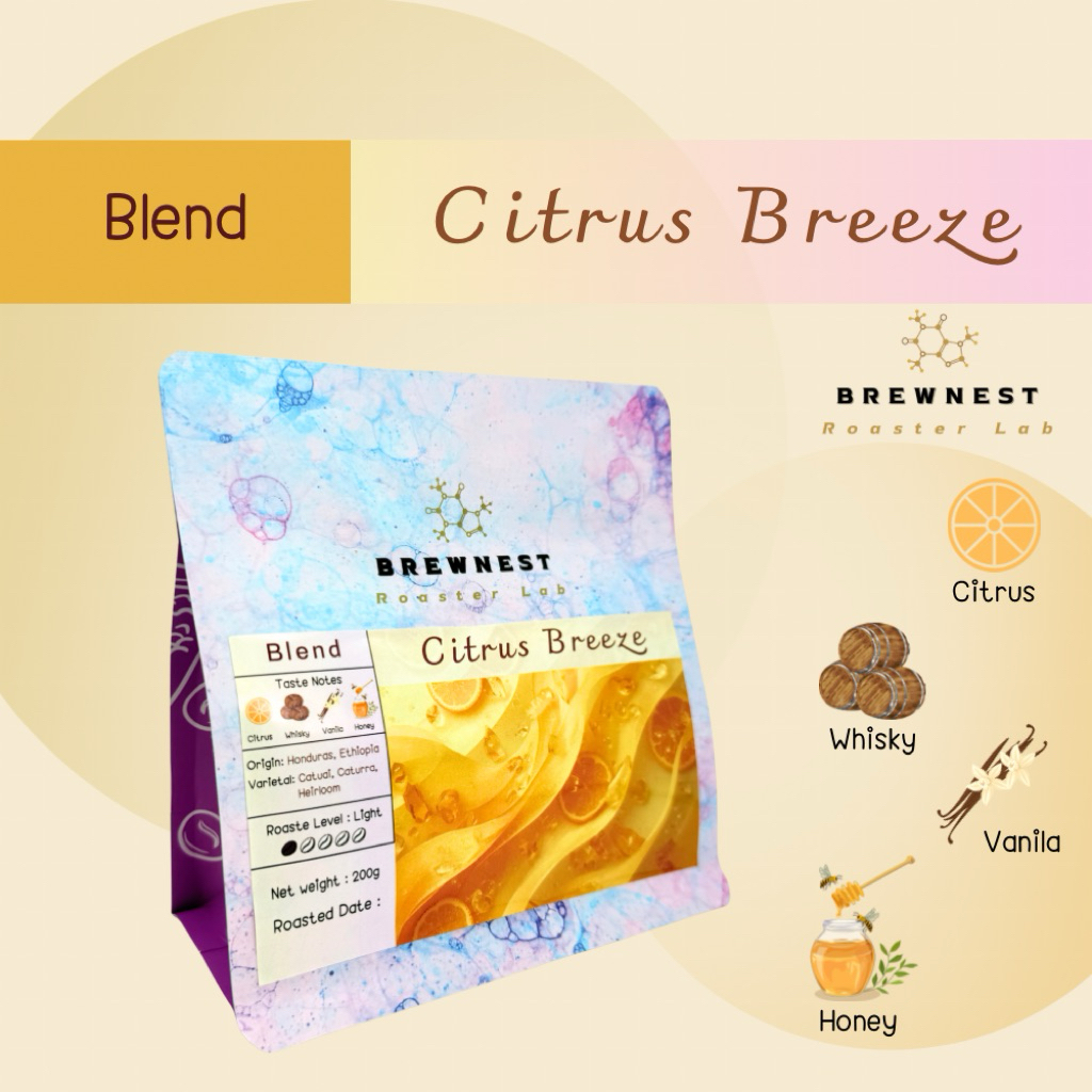เมล็ดกาแฟคั่วอ่อน Citrus Breeze (Light) - Ethiopia x Honduras - BREWNEST Roaster Lab