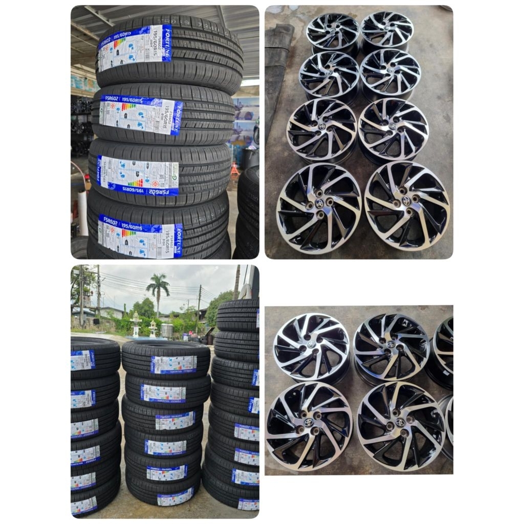 ล้อแม็ก Toyota แท้ขอบ 15 ใส่ Yaris Vios พร้อมยางใหม่
