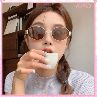[จัดส่งในกทม] YOYO แว่นกันแดดตาแมว โมเดลผู้หญิง ความรู้สึกหรูหรา รูปแบบใหม่ โลหะ วงรี กรอบเล็กๆย้อนยุค น้ำตาล/เทา