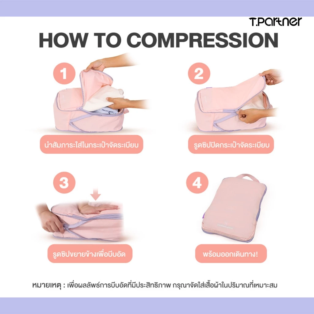 TPARTNER Organize Spacesaver bag – กระเป๋าจัดระเบียบบีบอัดได้เซ็ต 5 ชิ้น กระเป๋าจัดระเบียบเพิ่มพื้นที่ให้จุได้เยอะ ทนทาน thumbnail 6
