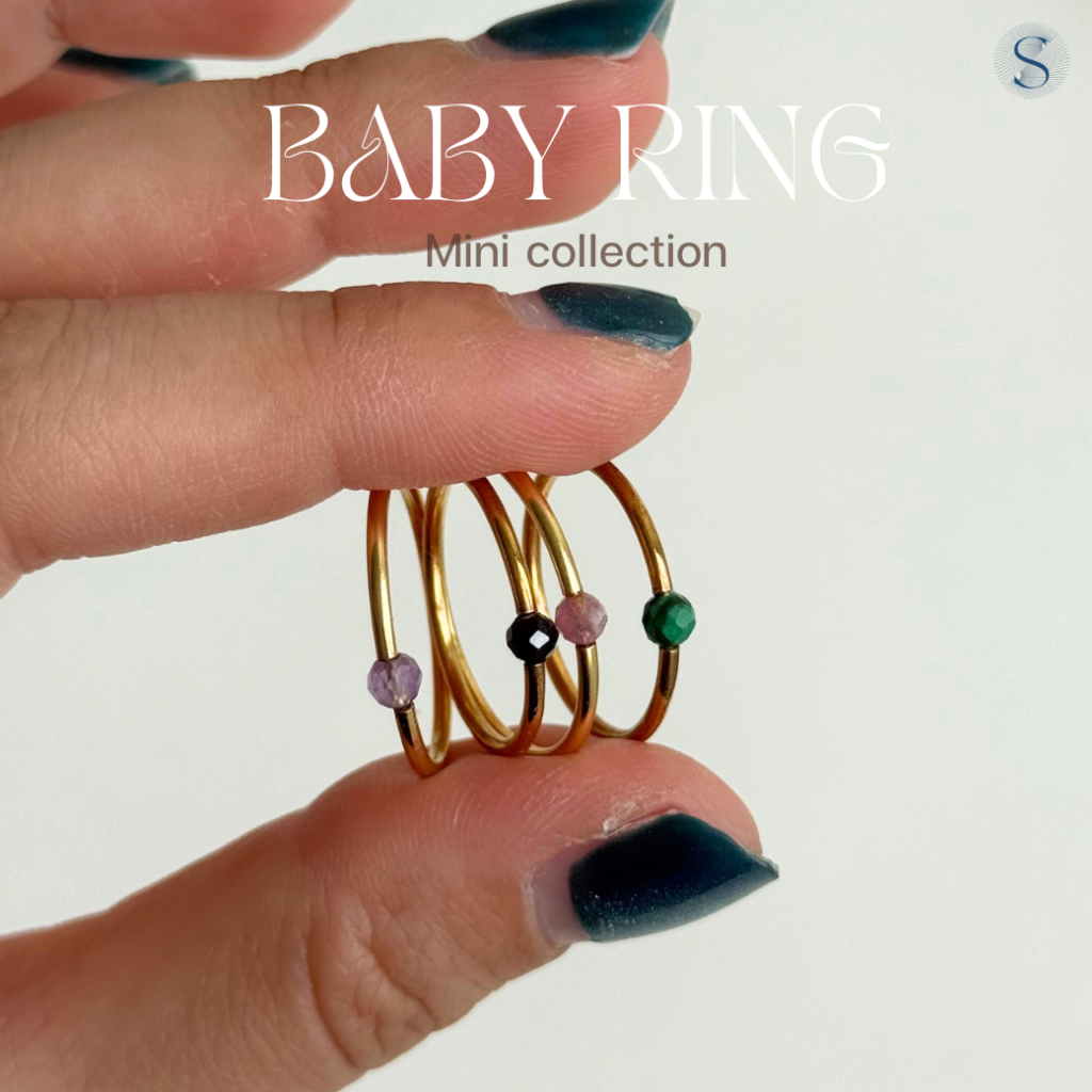 BABY RING แหวนมินิมอล หินแท้ดิบ ชุบโรสโกล์ด เสริมความรัก การเงิน การงาน สติ