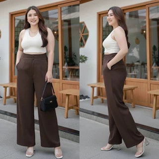 LUNA ♡ ลูน่า⭐️S-7XL กางเกงสาวอวบอ้วน กางเกงเอวสูง เก็บพุง ไม่รั้งเป้า กระดุม+ซิปหน้า ใส่ทำงาน ใส่เที่ยว