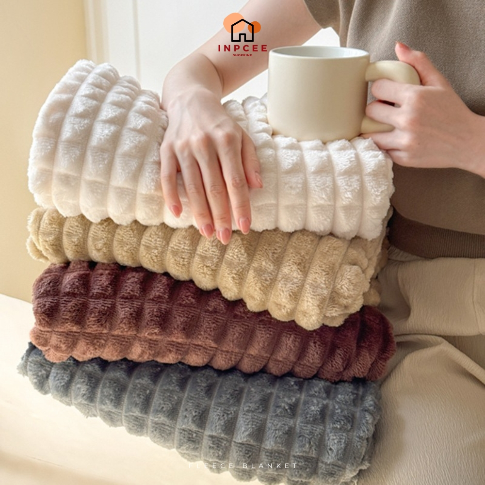 ผ้าห่มFleece สีล้วน 5ฟุต (150*200ซม.) 7ฟุต (200*230ซฒ.) Nano blanket เนื้อนุ่มละเอียด