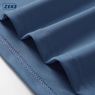 ZEKE A0028 เสื้อยืดแขนสั้น ผู้ชายหลวม ๆ สบาย ๆ ท็อปส์ซูสีทึบ