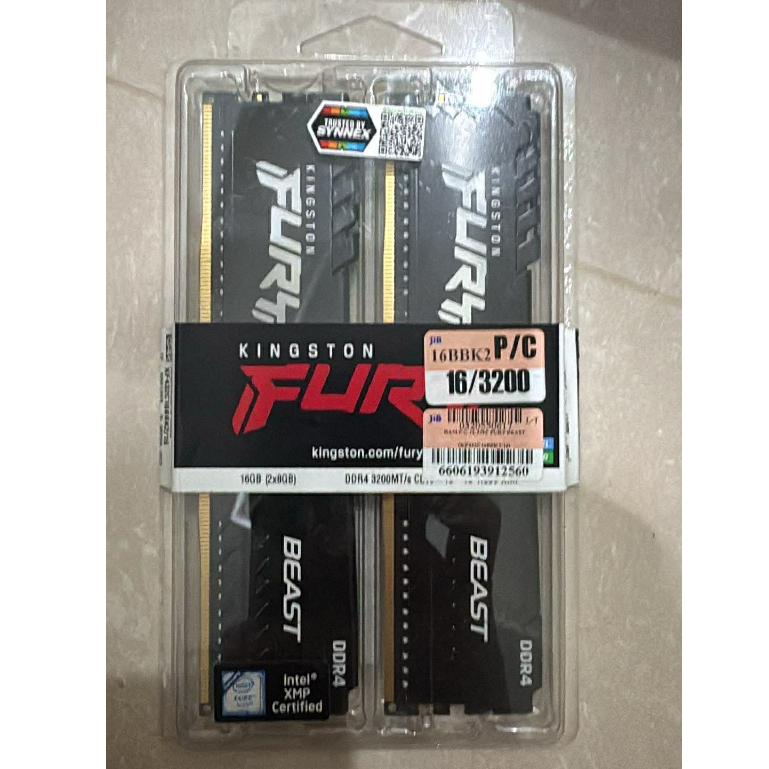 RAM DDR4(3200) 16GB(8GBx2) KINGSTON FURY BEAST NO RGB แรมมือสอง ครบกล่อง ใช้งานปกติ