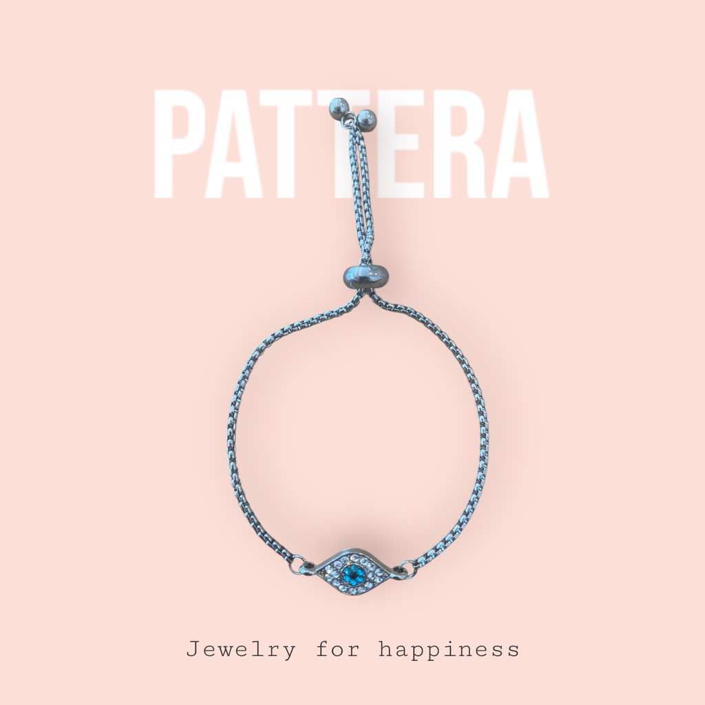 (พร้อมส่งในไทย🇹🇭) PATERA สร้อยข้อมือแสตนเลส evil eye ฝังเพชร (เพชรสังเคราะห์) สายปรับขนาดได้