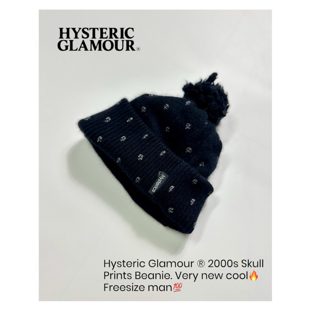 [HYSTERIC GLAMOUR] ของแท้ 💯 Skull print beanie