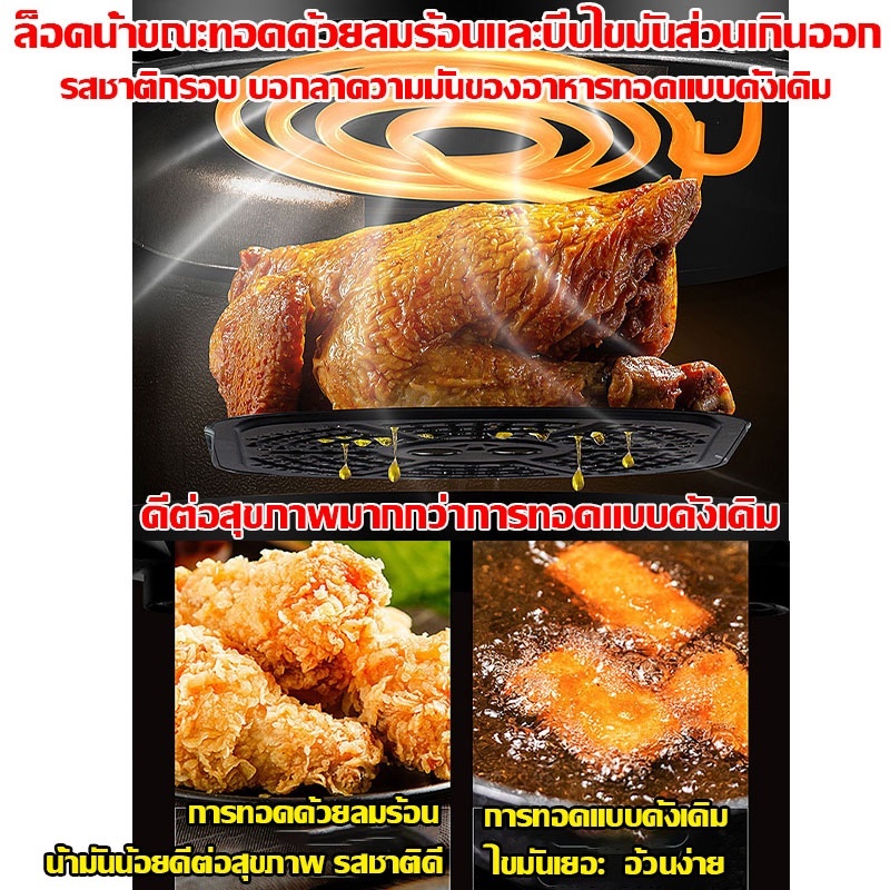 Air Fryer หม้อทอดไร้น้ำมัน 8 ลิตร ความจุขนาดใหญ่​ 1400w ไร้มัน สำหรับใช้ในครัวเรือน มัลติฟังก์ชั่น หม้อทอด 8L 6L ทอดเฟร - รูปที่ 2