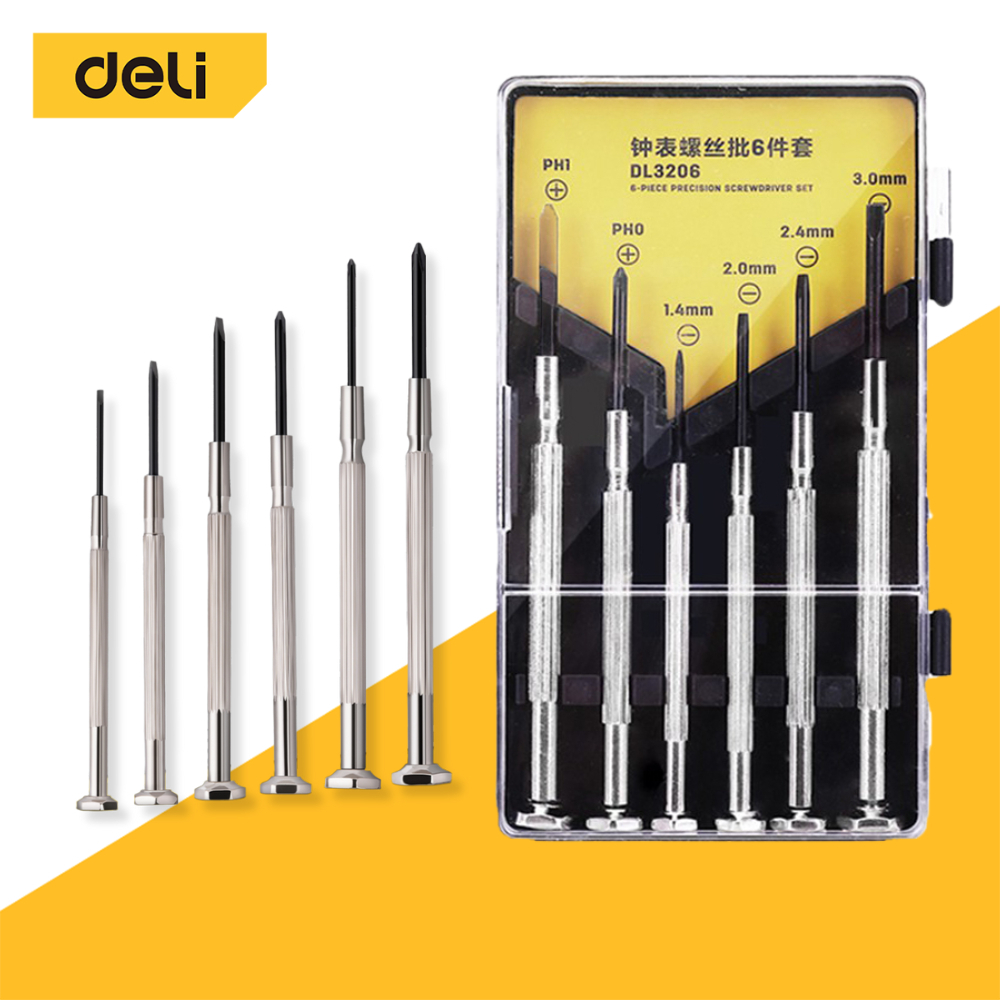Deli ไขควงแว่นตา ไขควงซ่อมนาฬิกา ไขควงซ่อมแว่นตา 6pcs ไขควงอเนกประสงค์ ไขควงเล็ก ชุดไขควงขนาดเล็กเซ็ต Screwdriver