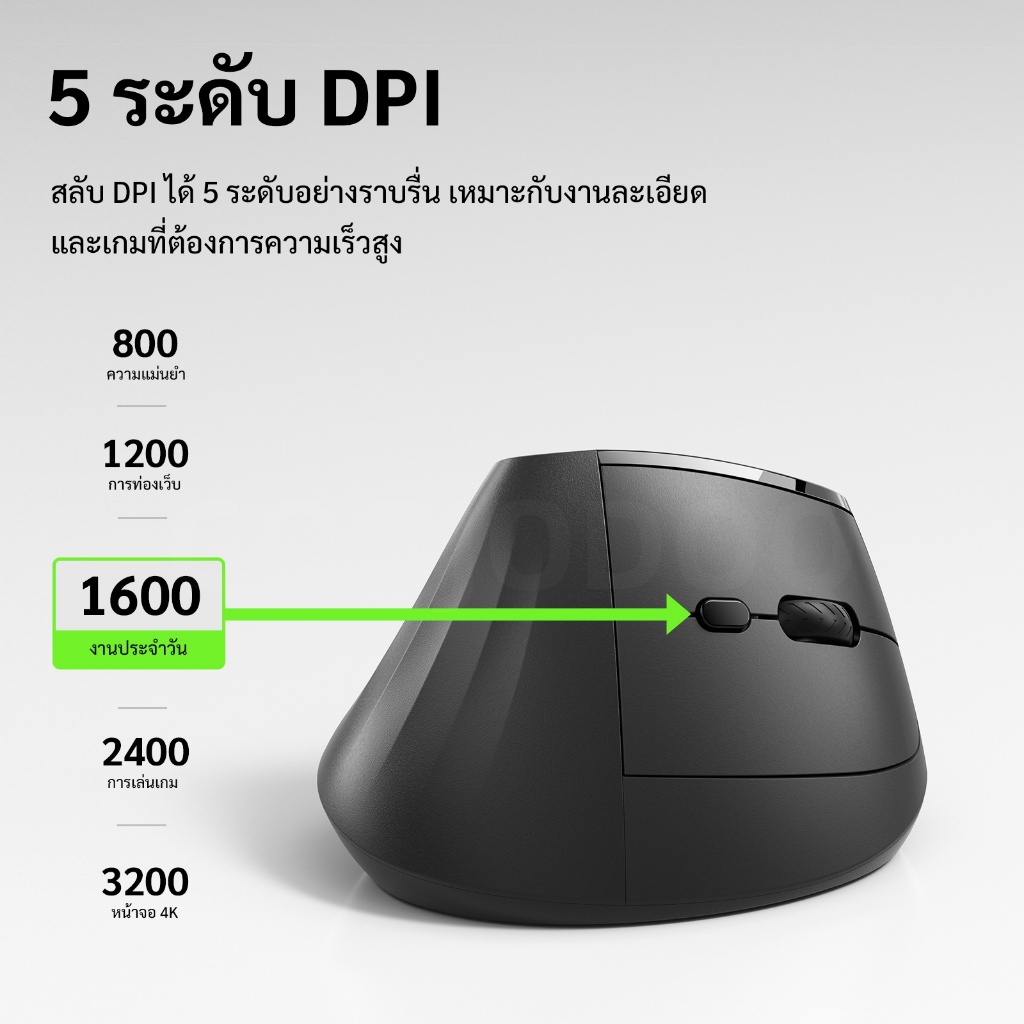 GOOJODOQ เมาส์ไร้สาย Mouse หลักสรีรศาสตร์ บลูทูธ 2.4G โหมดคู่ การตั้งค่า DPI 5 ระดับ ปิดเสียง - รูปที่ 6