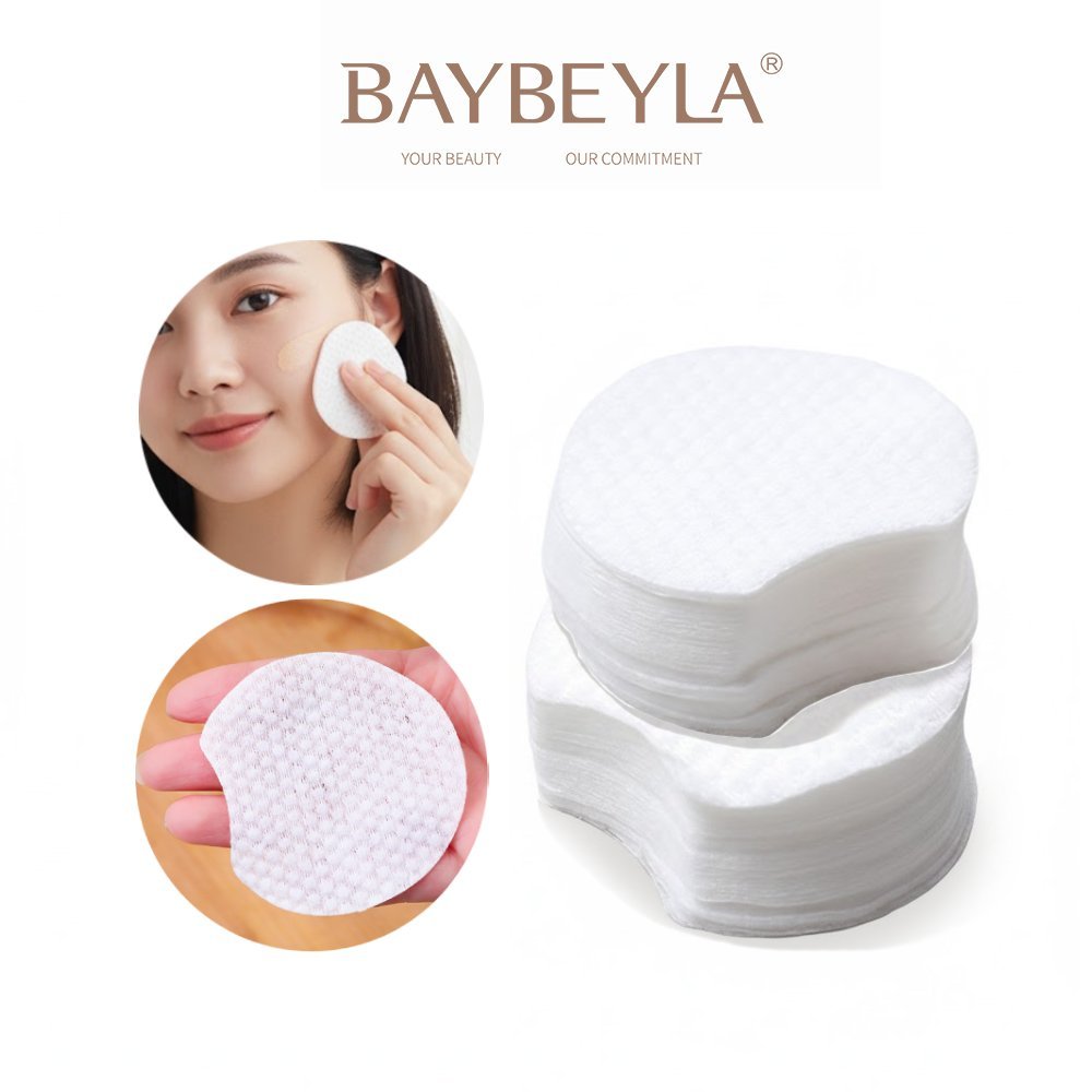 BAYBEYLA สำลีเช็ดเครื่องสำอางลายไข่มุกแบบแผ่นกลม สำลี สำลีสำหรับตบโทนเนอร์ สำลีเช็ดเครื่องสำอาง