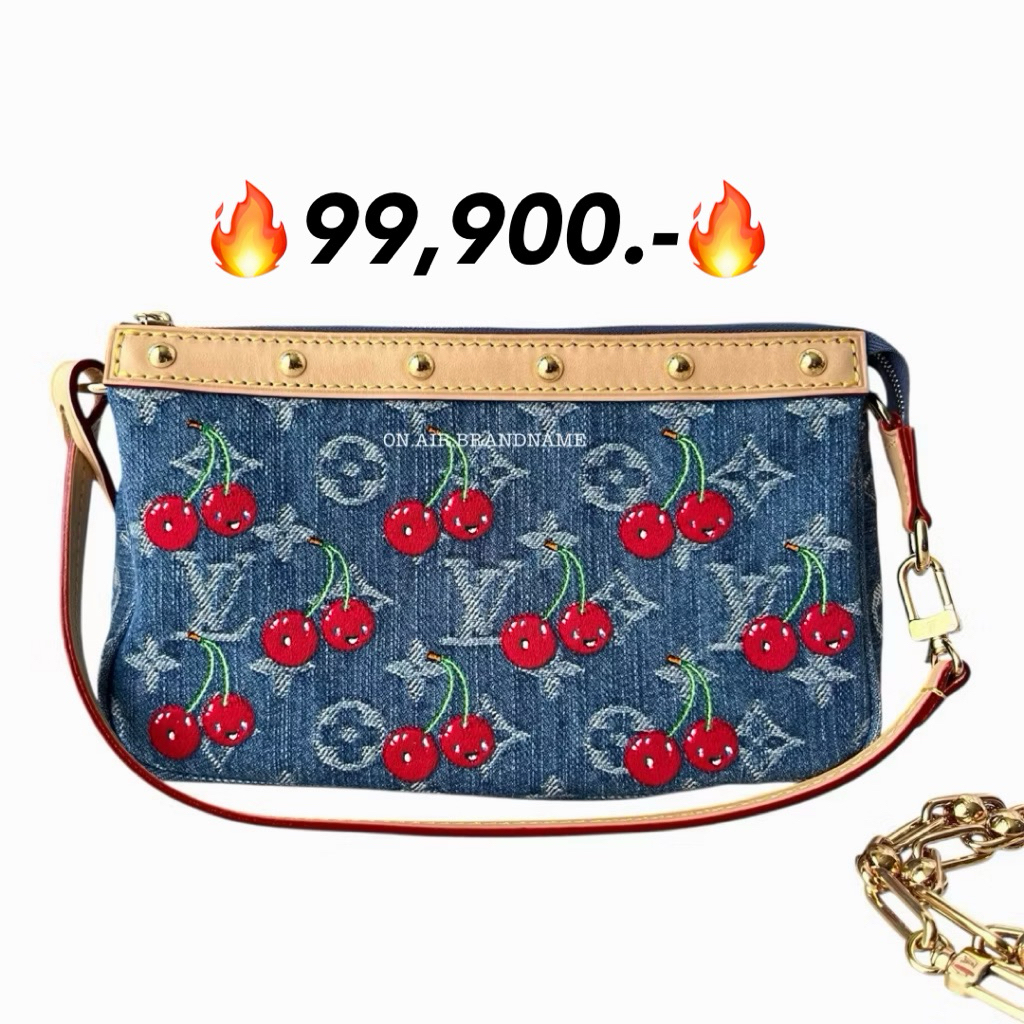 New LV x TM pochette accessories น้องเชอร์รี่ cherry denim หายากมาก