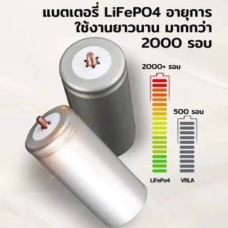 ถ่านชาร์จ LiFePO4 32650 6500mAh 3.2v แบตเตอรี่ ลิเธียมฟอสเฟส 32700 พร้อมตัวยึด 2ช่อง+ชุดสกรู ถ่านชาร์จ แบตเตอรี่แพ็ค