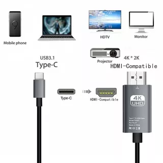 Type-C ไปยัง HDMI Type-C Data Cable 4K USB 2m ความละเอียดสูง USB Type-C ไปยัง HDTV Type-C ไปยังอะแดปเตอร์ความถี่ภาพ HDMI