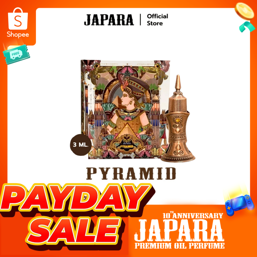 JAPARA จาปารา oil perfume ออยล์น้ำหอม กลิ่น PYRAMID 3 ml. สง่างาม ทรงพลัง ใช้ได้นาน 1 เดือนครึ่ง น้ำหอมฮาลาล