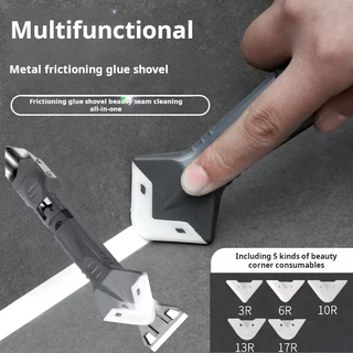 ที่ขูดซิลิโคน 2 หัว 5-in-1 ชุดเครื่องมือยาแนวสแตนเลส: เหมาะสำหรับยาแนวกระเบื้อง ซิลิโคน และอะคริลิก ใช้งานได้หลากหลาย เห