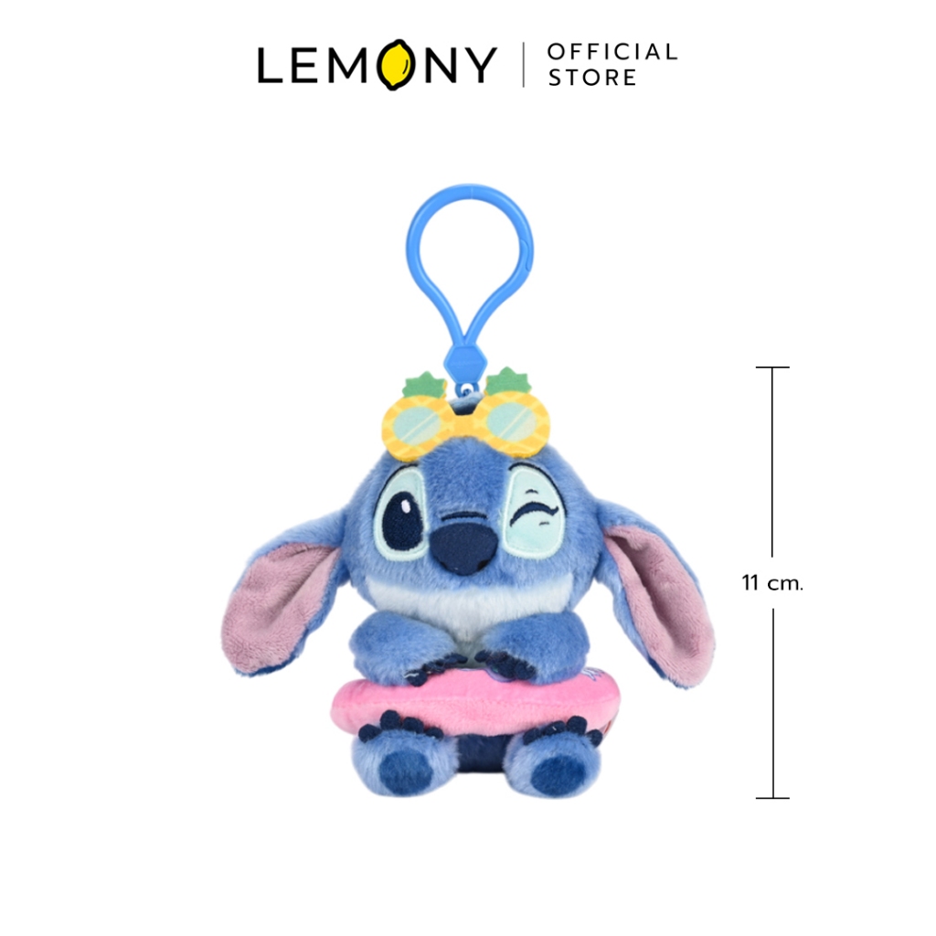LEMONY พวงกุญแจตุ๊กตาสติทช์ ซีรีส์ Pink Summer ขนาด 11 ซม. Disney Lilo & Stitch Collection