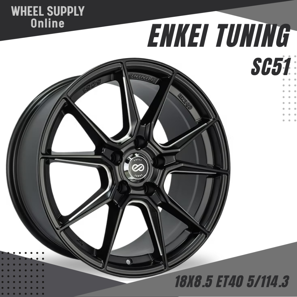 ล้อ ENKEI TUNING ล้อแม็กแท้ รุ่น SC51 สีดำด้าน Matt Black ล้อ 5/114.3 ขอบ 18 นิ้ว