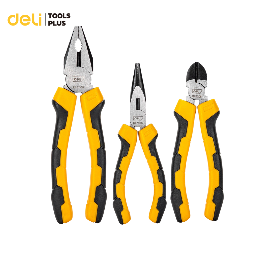 Deli คีม คีมปากแหลม คีมปากจิ้งจก ตัดโลหะ ปากเฉียง 6 7 8 นิ้ว แข็งแรง ทนทาน Combination Pliers