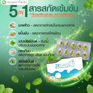 Ze-Gasso สมุนไพรช่วยย่อยอาหาร ลดอืด จุก เสียด แน่นเฟ้อ | ขับลมหลังอาหาร | 1 แผง (10 เม็ด)