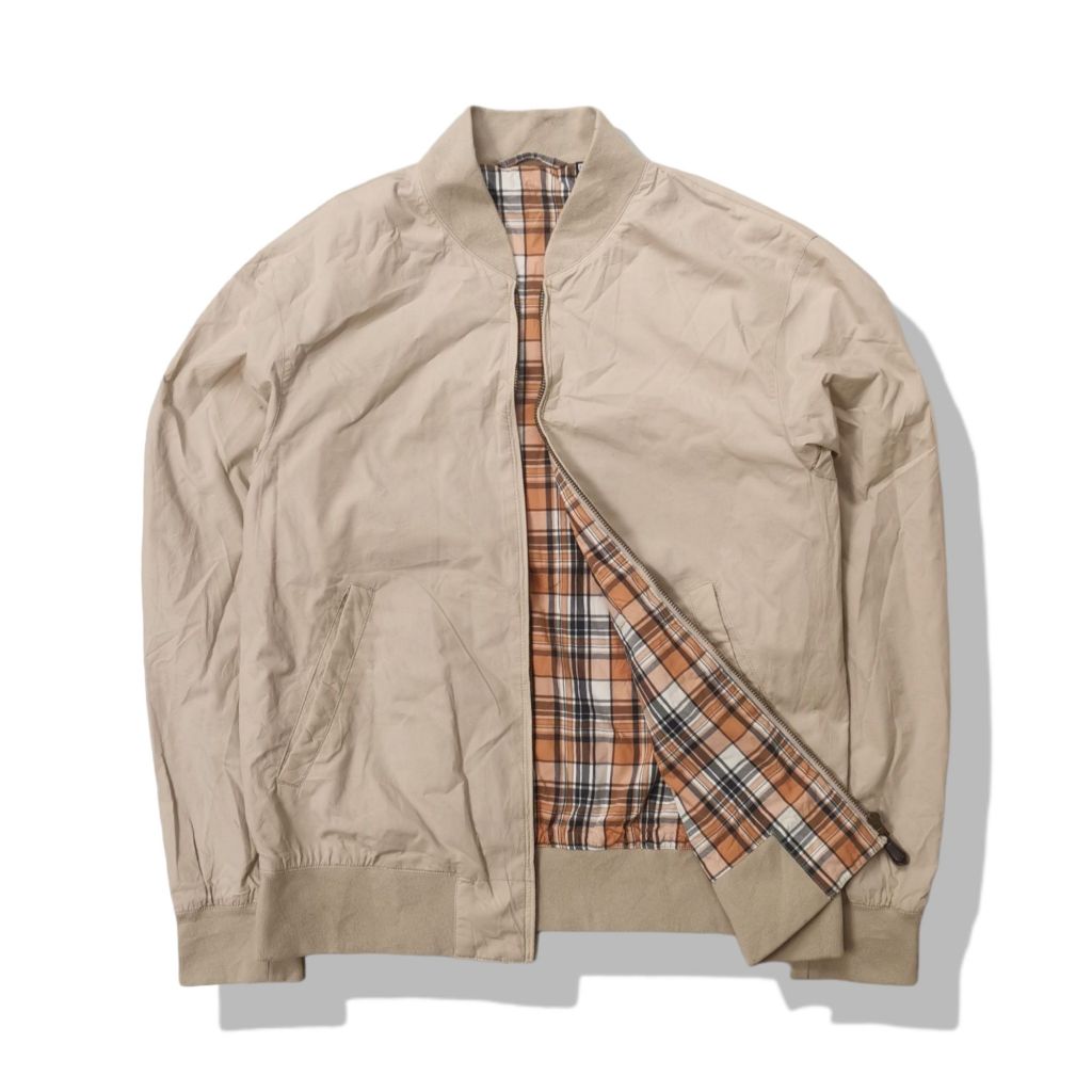 Uniqlo Khaki Brown Harrington Bomber Jacket(M) มือสอง รอบอก 43”
