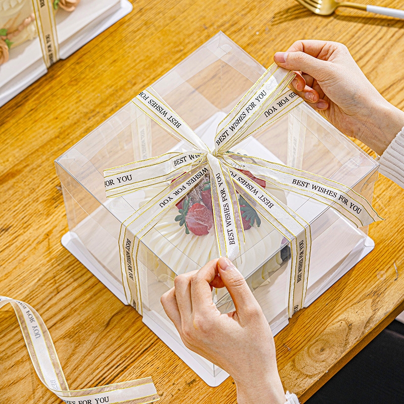 กล่องเค้กใสทรงสูงฐานสีขาว 4นิ้ว/6นิ้ว/8นิ้ว/10นิ้ว - รูปที่ 3