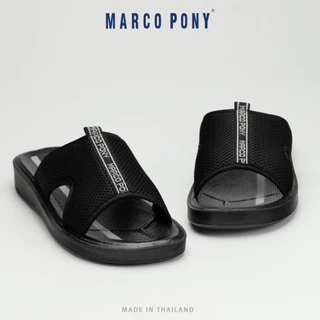 Marco Pony ของผู้ชาย รองเท้าแตะสวมชาย ทนทาน ใส่สบาย แบบสวม PU สีดำ รองเท้าแตะแฟชั่น 39-44 MPU7003