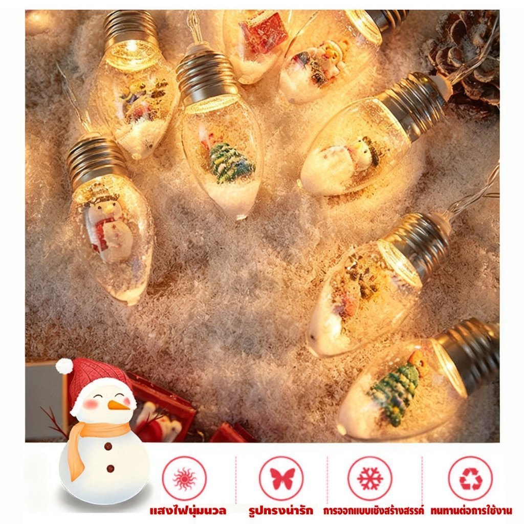 🔥ไฟตกแต่ง LED ไฟตกแต่งซานต้า ไฟแต่งสวน คริสต์มาส 1.5M(10LED)/3M(20LED)สําหรับตกแต่งบ้าน christmas light - รูปที่ 4