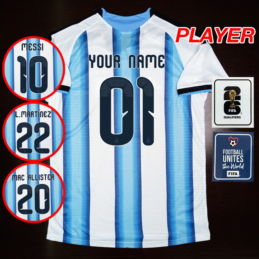 เสื้อฟุตบอลเกรดเพลเยอร์ ทีมชาติ oาs์lจนติu่า เหย้า รุ่น ฟุตบอลโลก2026 #PY0087 ไซส์เอเชีย S-2XL