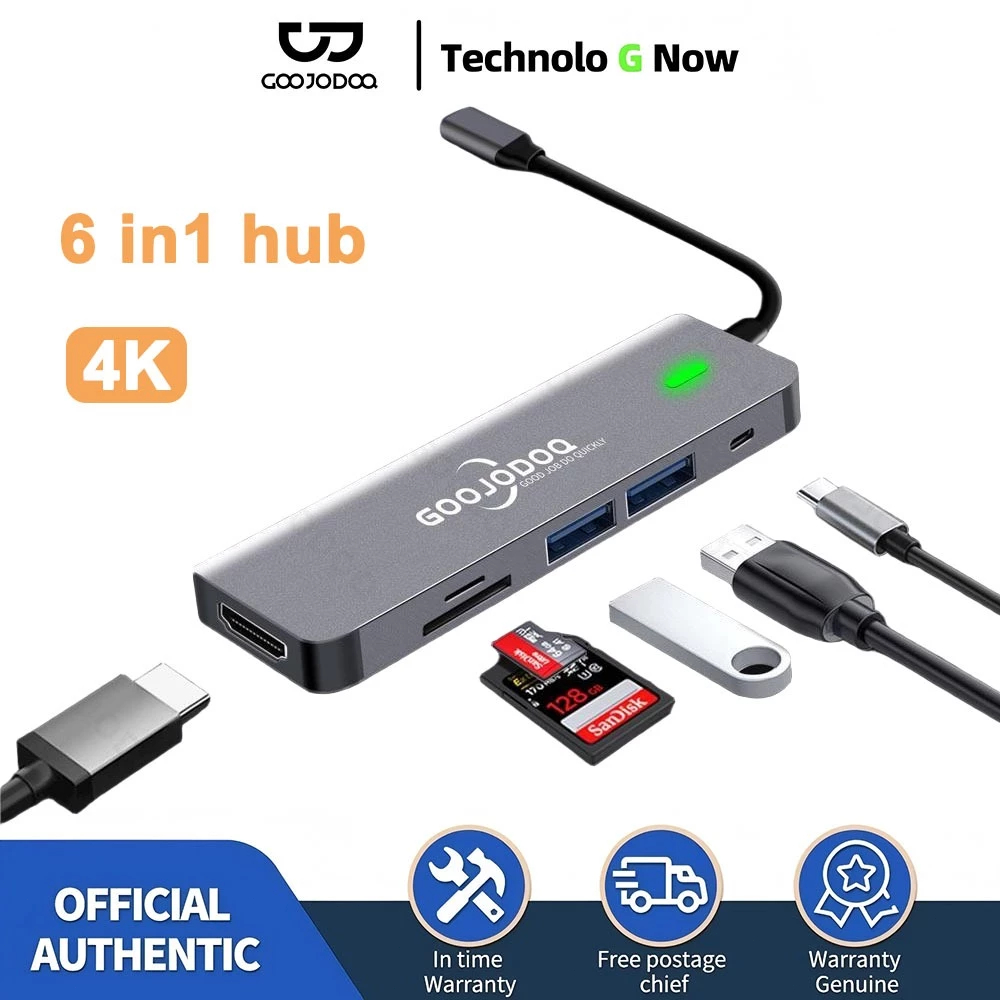 GOOJODOQ ประเทศไทย Spot USB Type-C Hdmi Hub-เข้ากันได้กับ 4K VGA Rj45 Lan Ethernet SD Tf USB-C 3.0Ty