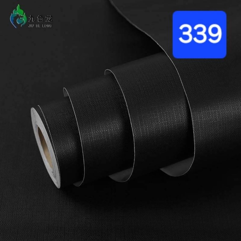 Wallpaper กาวในตัว เกรด A สีดำล้วน เนื้อ PVC กันน้ำ กว้าง 45 ซม. ยาว10เมตร #339