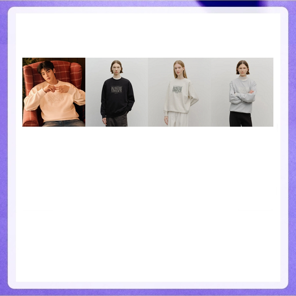 Marithe Francois Girbaud Classic Logo Embroidery Sweatshirt (Brushed) (Melange Gray, Charcoal, Navy)