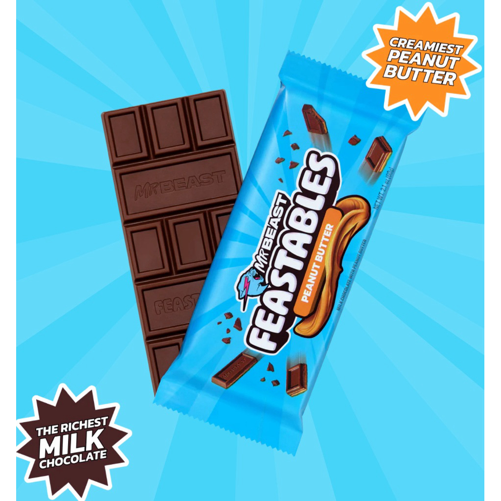 MR BEAST FEASTABLES Peanut Butter Chocolate Bar 60g *** USA IMPORT ***