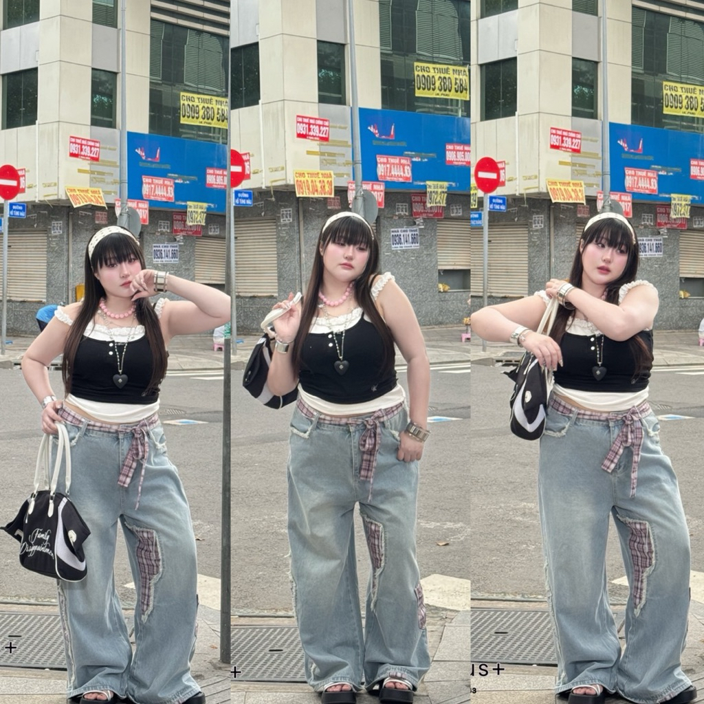 Scotty buggy jeans🎸🎺กางเกงยีนส์ ทรงบัคกึ้ แต่งสก็อต เก๋ๆ แฟชั่นมาก งานสั่งตัดตามไซส์ ทรงสวย ไซส์ใหญ่