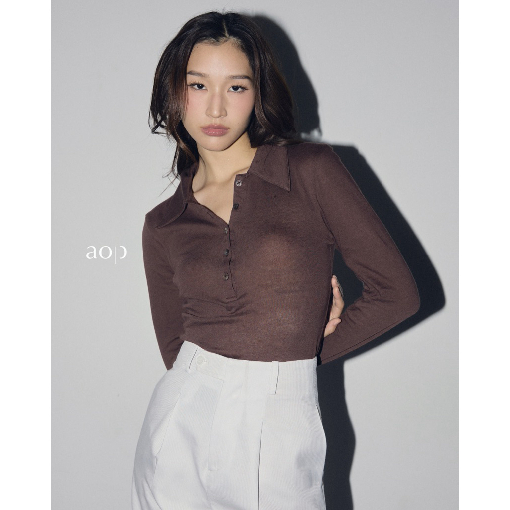 (ขาว S M พรีออร์เดอร์ 10-15วัน) AOP Archive – (มี2สี) Lightform Polo Shirt เสื้อโปโลแขนยาว ผ้าโปร่ง ระบายอากาศได้ดี