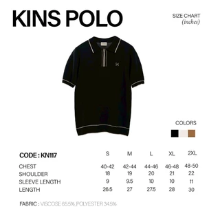 KINS | เสื้อโปโลแขนสั้น เสื้อโปโลคอปก มี 3 สี แบบมีซิป (KN117)