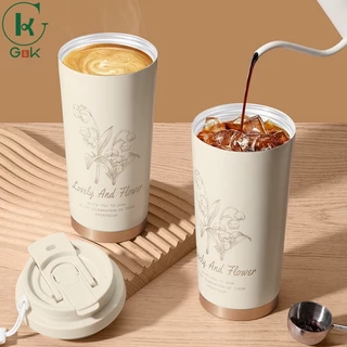 แก้วเก็บความเย็น SUS316 เคลือบเซรามิก 500ml ระบบสูญญากาศ coffee cup พร้อมฝาปิด2แบบ สำหรับของขวัญ