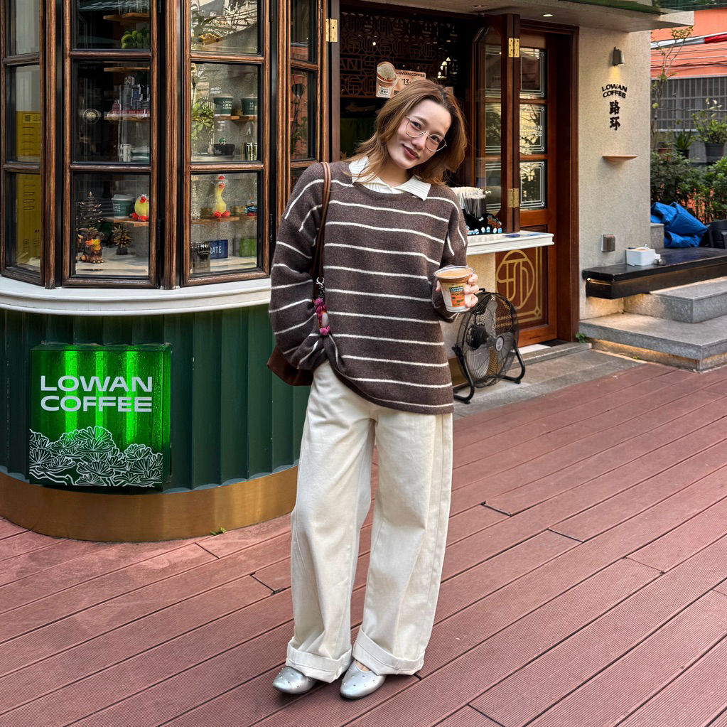 [เก็บโค้ด Trendy ลด25% เหลือ 562.-] Kiwi soft sweater (กีวี่) เสื้อ Sweater ไหมพรมลายทางเส้นเล็ก - รูปที่ 4