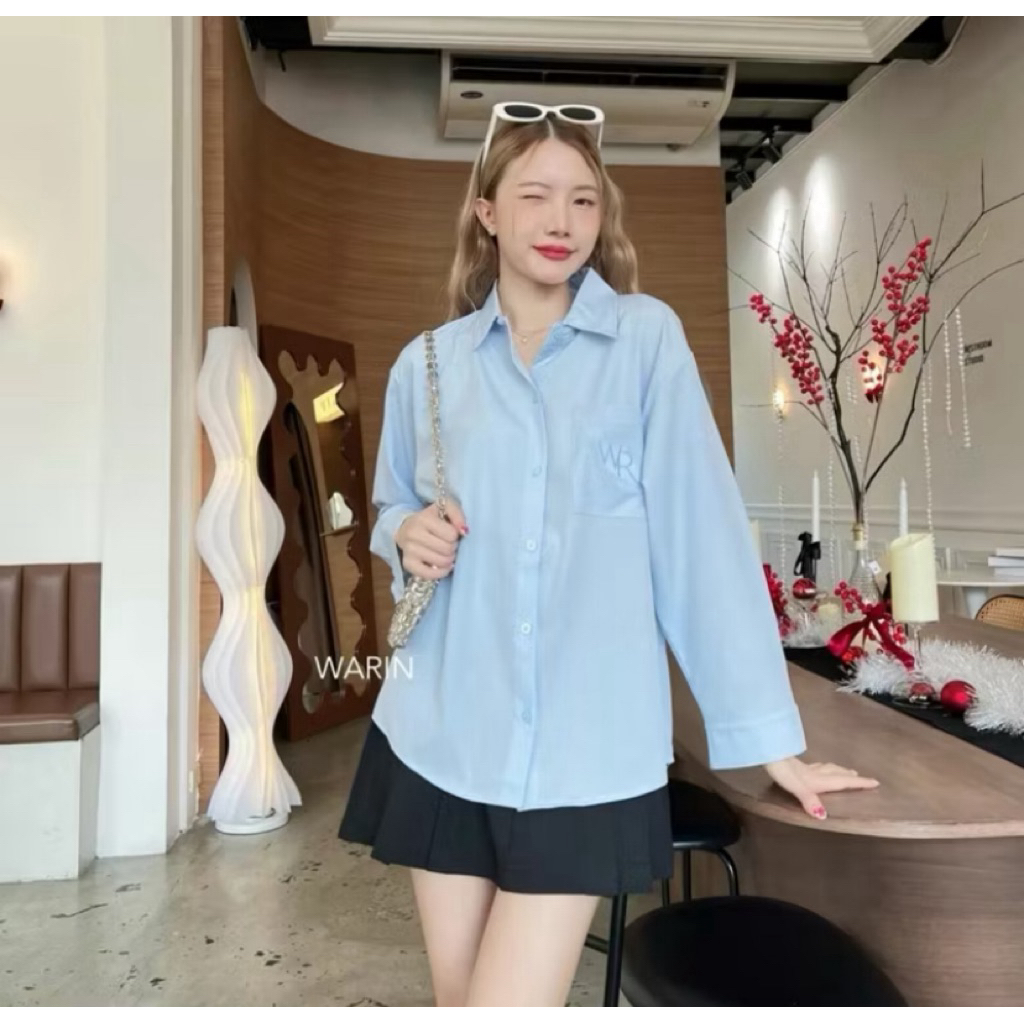 เสื้อเชิ๊ต warin brand สีฟ้า